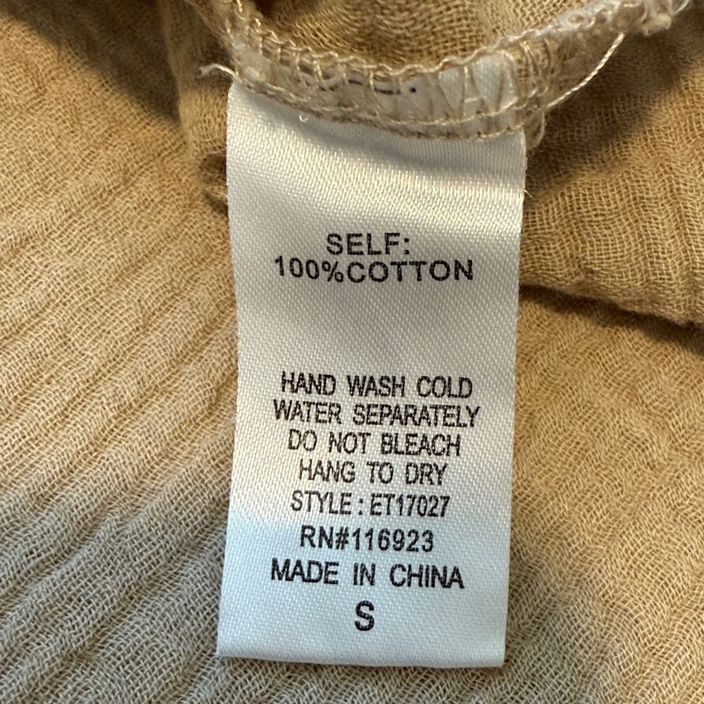 Easel tan gauze pullover top sz S - Picture 5 of 5